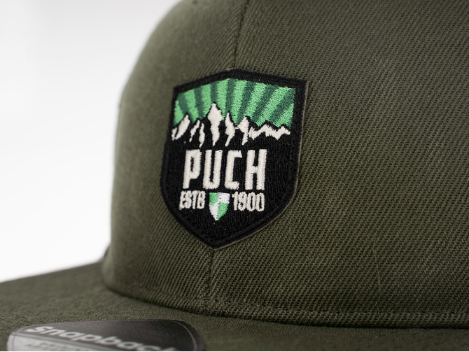 Kappe Truckers Snapback mit Puch Logo Patch olivgrün / schwarz product